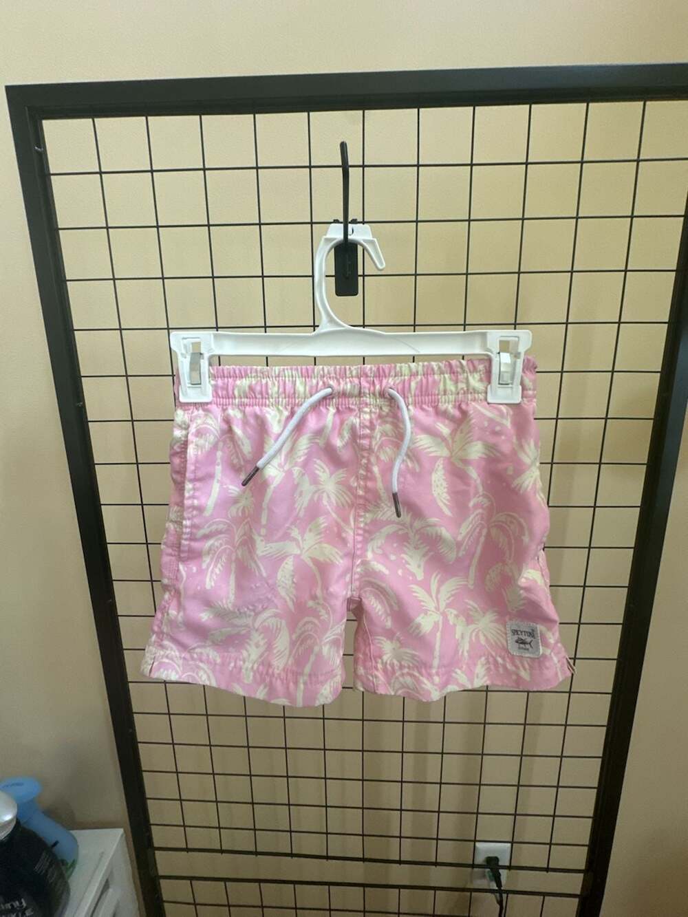 Spicy Tuna Pink Palm Tree Print Boys Swim Trunks Size 10